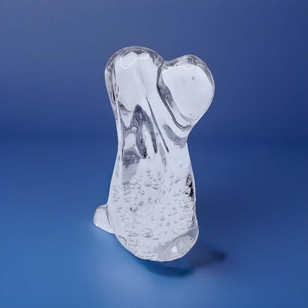 Leonard Towel Basset Hound Dog Bullicante Bubble Art Glass Figurine